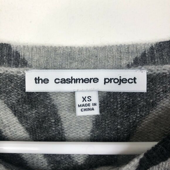 The Cashmere Project Gray Black Zebra Swirl Long Sleeve Cashmere Sweater XS - Picture 4 of 7
